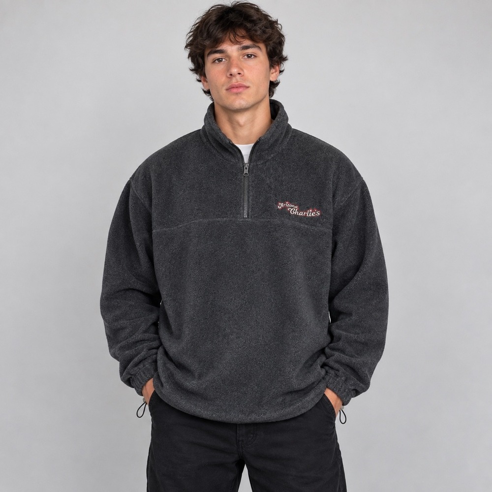 Vintage XNT Arizona Charlies Sweater Mens XL Gray Fleece Pullover 1/4 Zip Casino